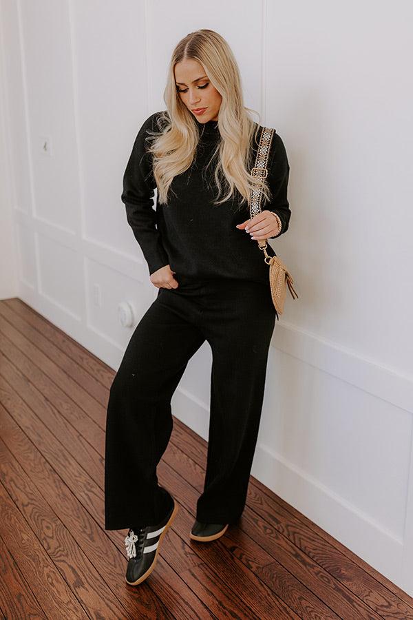 Impressions Small Town Bistro High Waist Knit Pants in Black