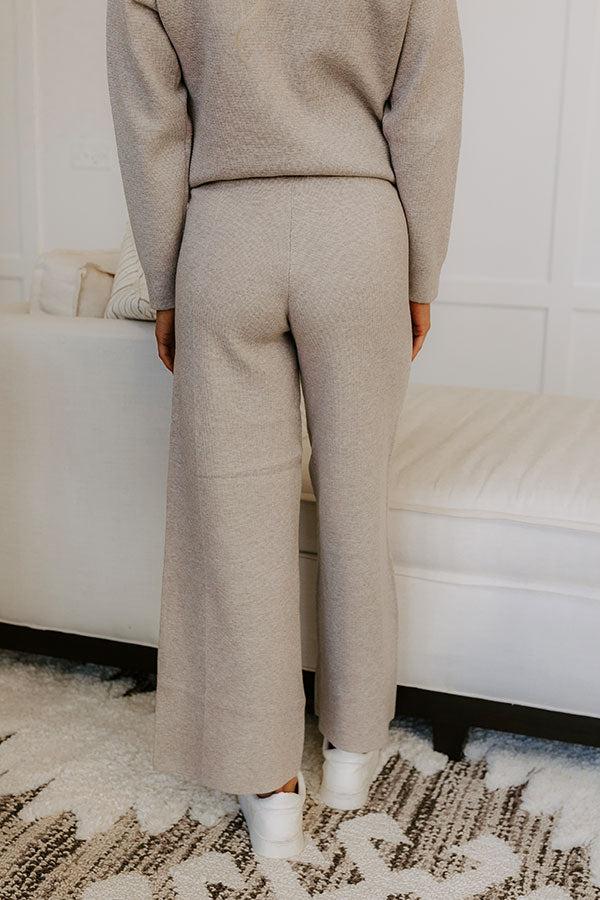 Impressions Small Town Bistro High Waist Knit Pants In Warm Taupe