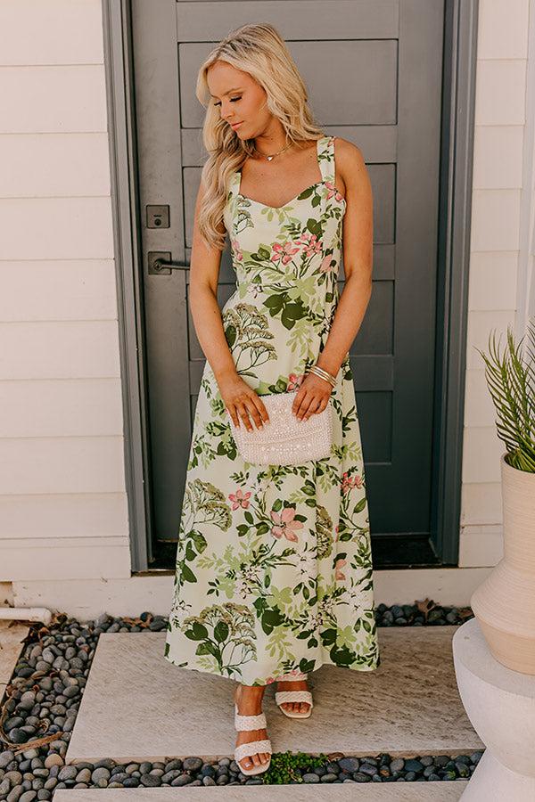 Impressions Small Town Charm Floral Maxi Dress In Green