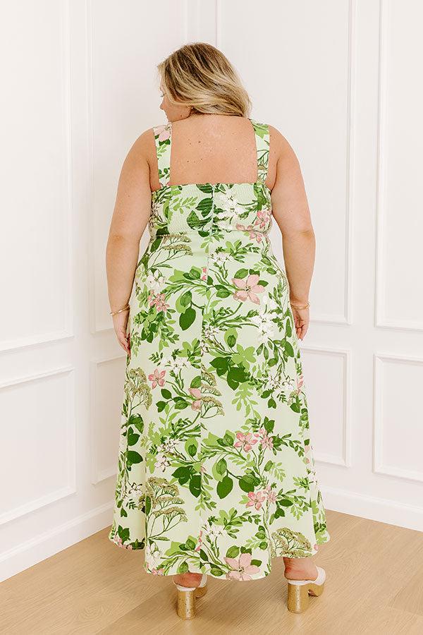 Impressions Small Town Charm Floral Maxi Dress In Green Curves