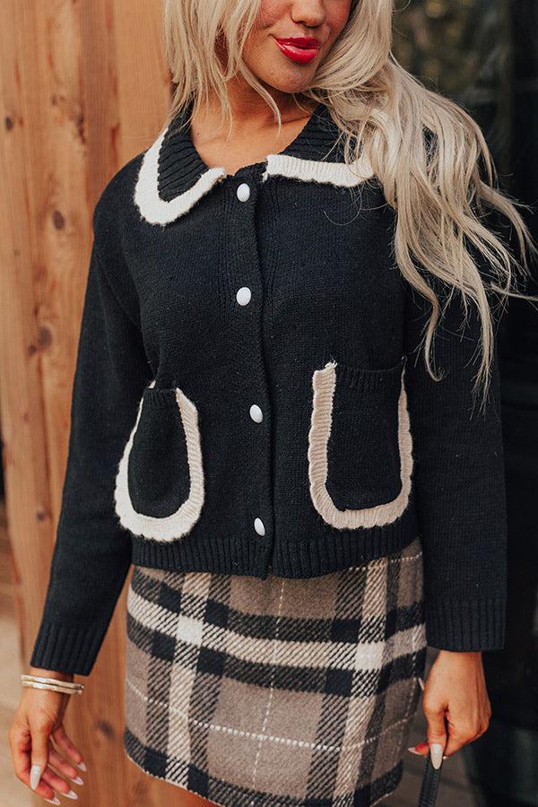 Impressions Small Town Cutie Knit Cardigan In Black