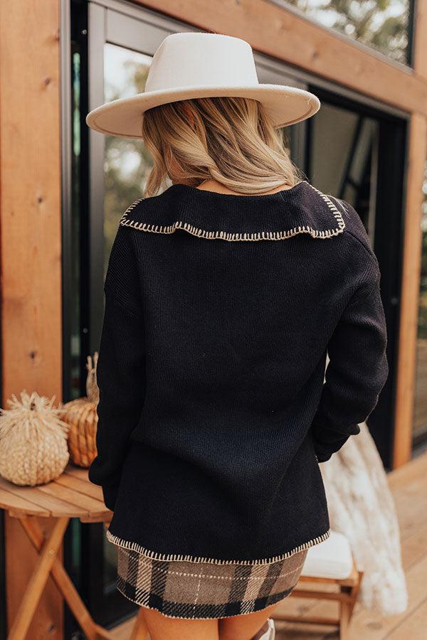 Impressions Small Town Romance Knit Sweater Top In Black