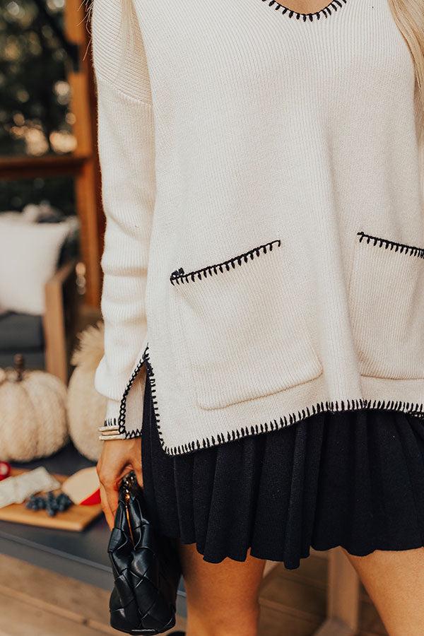 Impressions Small Town Romance Knit Sweater Top In French Vanilla