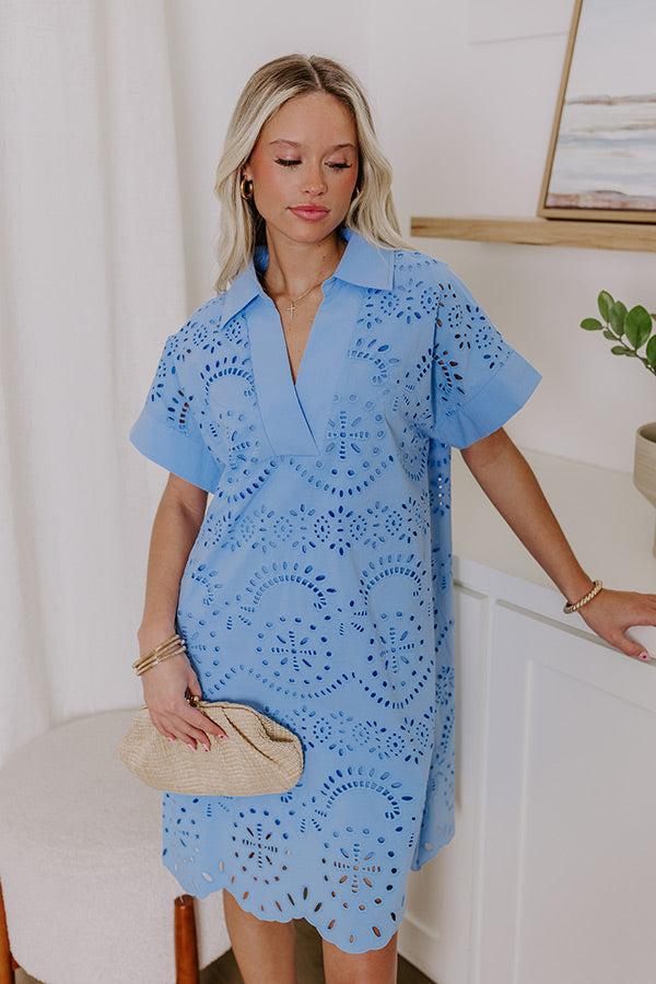Impressions Smiles And Sorbet Eyelet Mini Dress In Sky Blue
