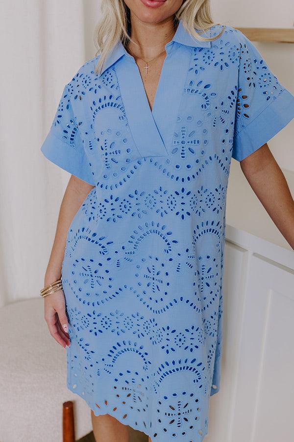 Impressions Smiles And Sorbet Eyelet Mini Dress In Sky Blue