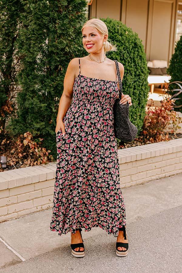 Impressions Smiles and Sunshine Floral Maxi in Black Curves