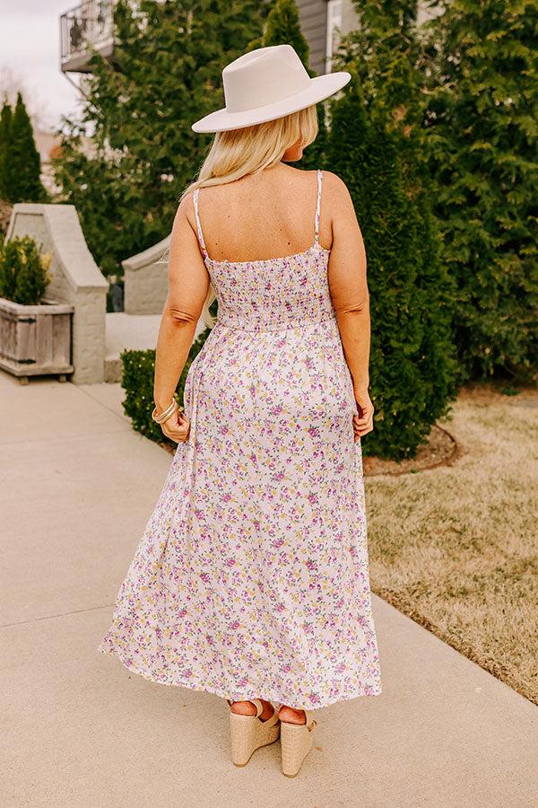Impressions Smiles And Sunshine Floral Maxi In Lavender Curves