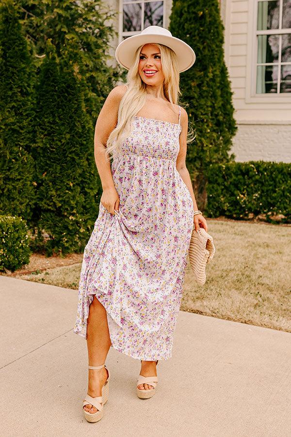 Impressions Smiles And Sunshine Floral Maxi In Lavender Curves