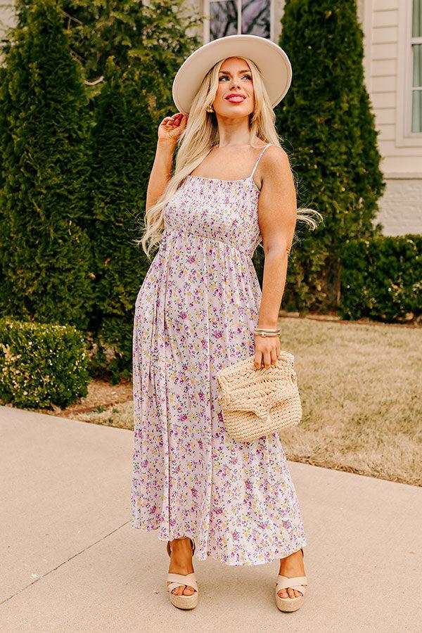 Impressions Smiles And Sunshine Floral Maxi In Lavender Curves