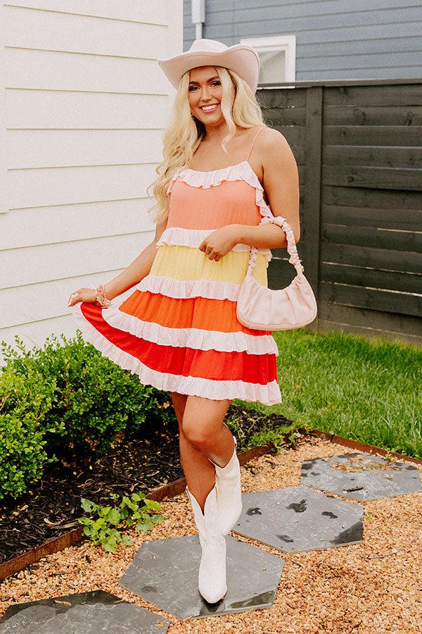 Impressions Smiling Ear To Ear Tiered Mini Dress In Peach