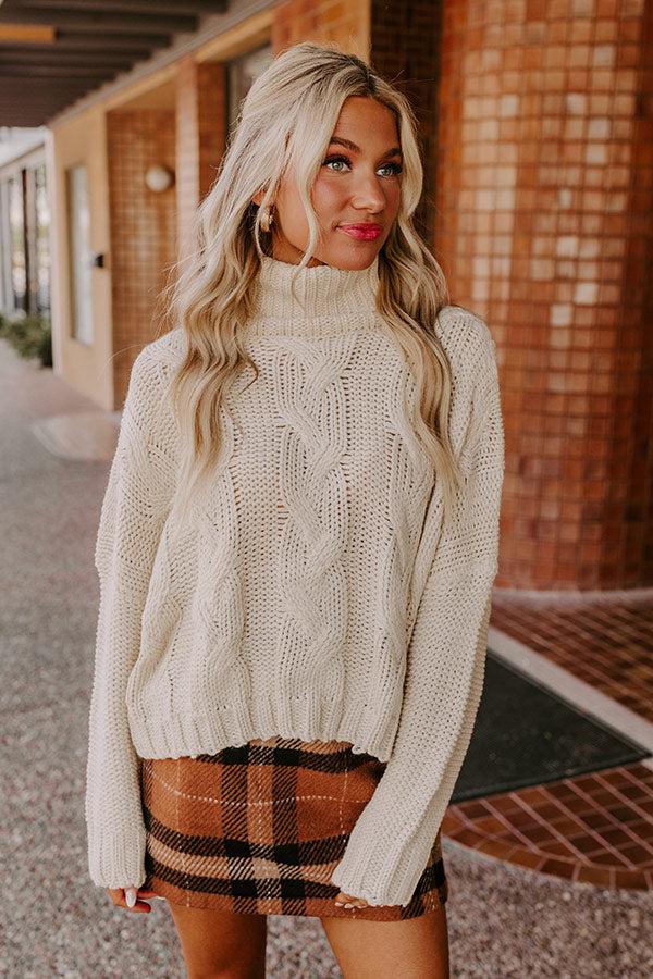 Impressions Snow Capped Mountains Cable Knit Sweater