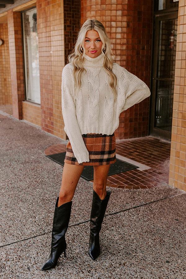 Impressions Snow Capped Mountains Cable Knit Sweater