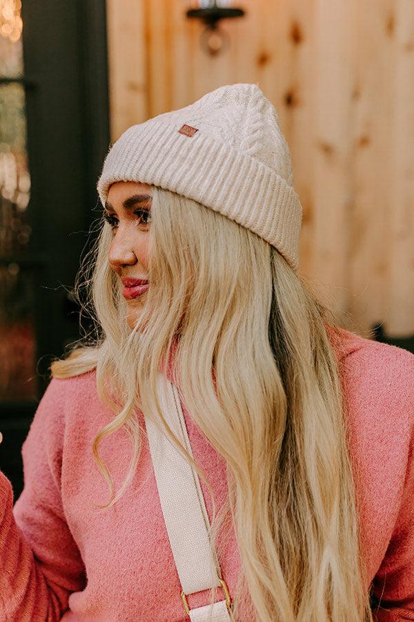 Impressions Snowfall Feels Cable Knit Beanie In Stone