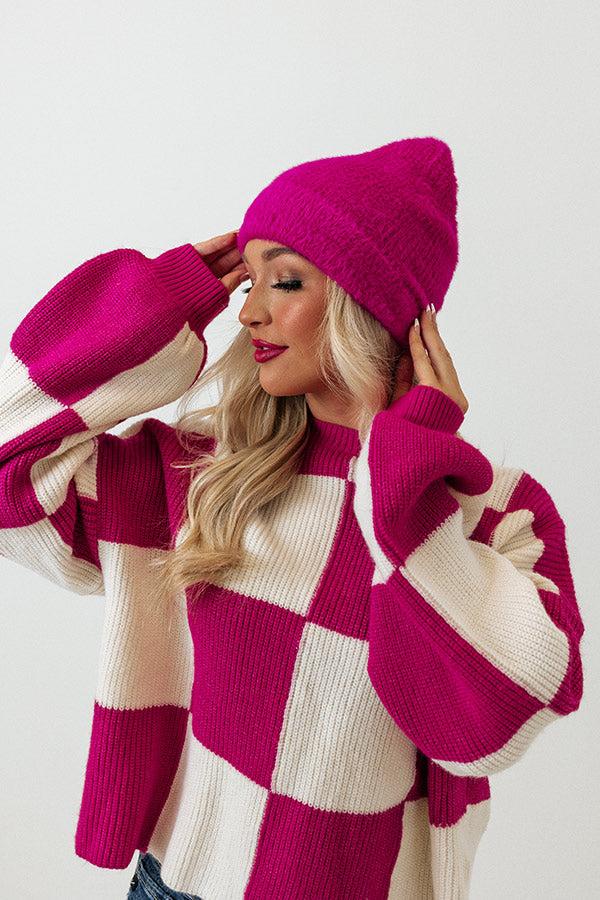 Impressions Snowy Afternoon Ultra Soft Beanie In Fuchsia