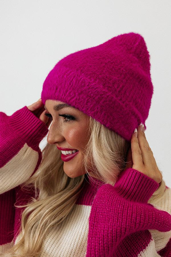 Impressions Snowy Afternoon Ultra Soft Beanie In Fuchsia