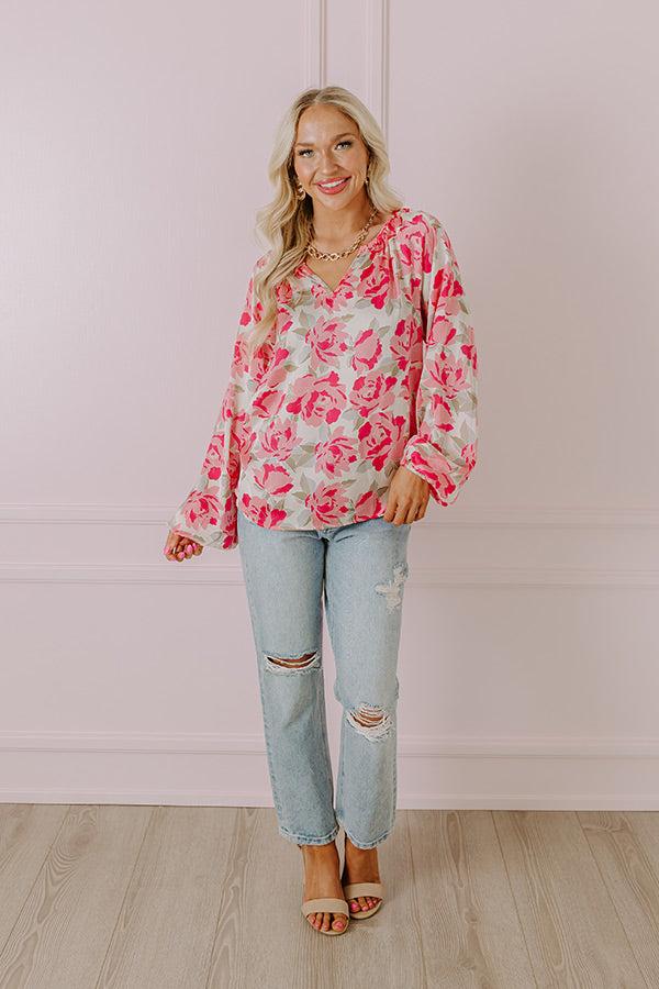 Impressions So Easy To Love Floral Top In Light Pink