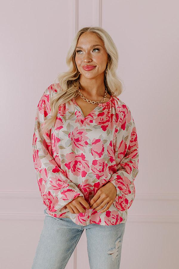 Impressions So Easy To Love Floral Top In Light Pink