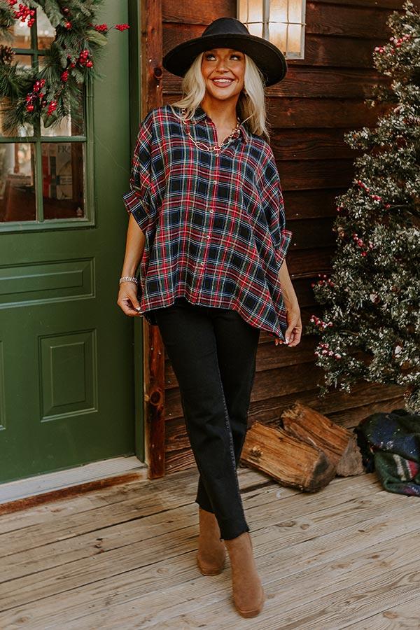 Impressions So Plaid You're Mine Button Up in Black