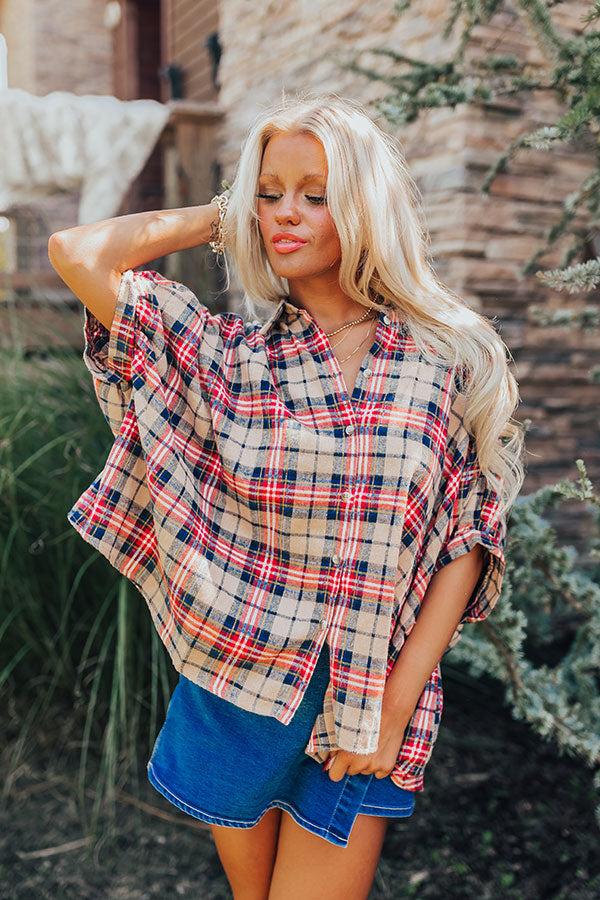 Impressions So Plaid You're Mine Button Up In Iced Latte