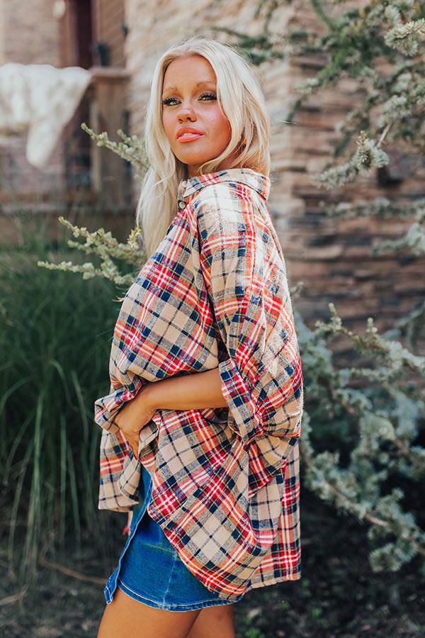 Impressions So Plaid You're Mine Button Up In Iced Latte