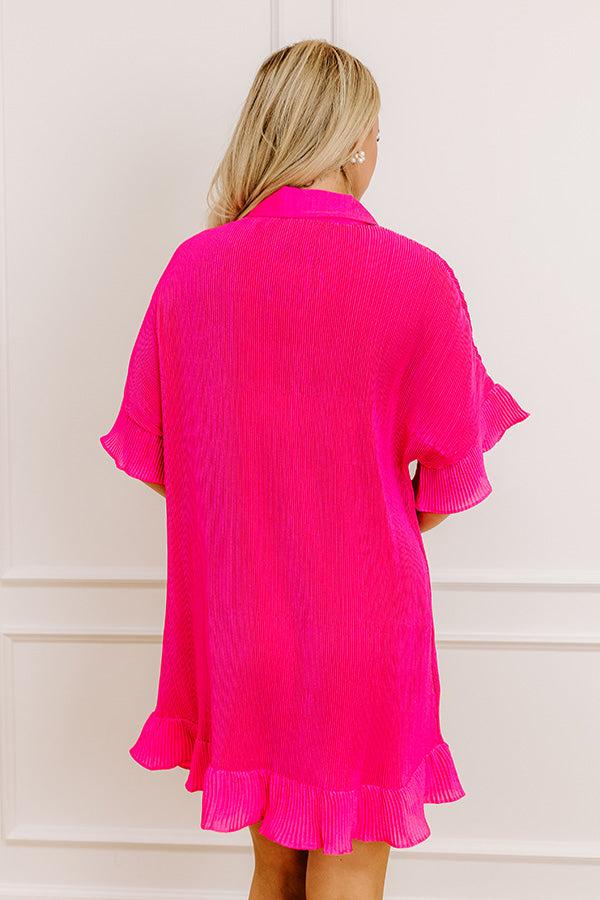 Impressions Social Club Chic Pleated Mini Dress In Hot Pink