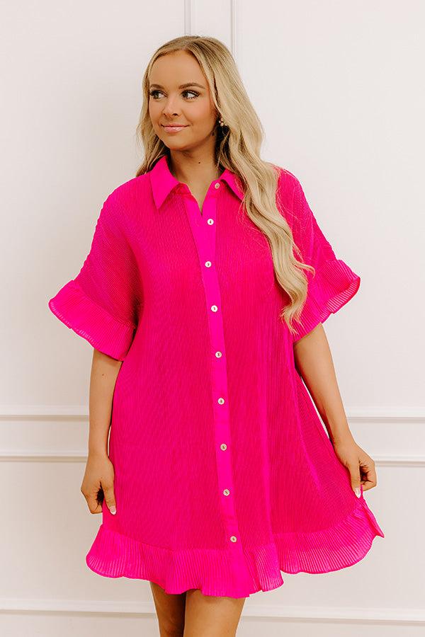 Impressions Social Club Chic Pleated Mini Dress In Hot Pink