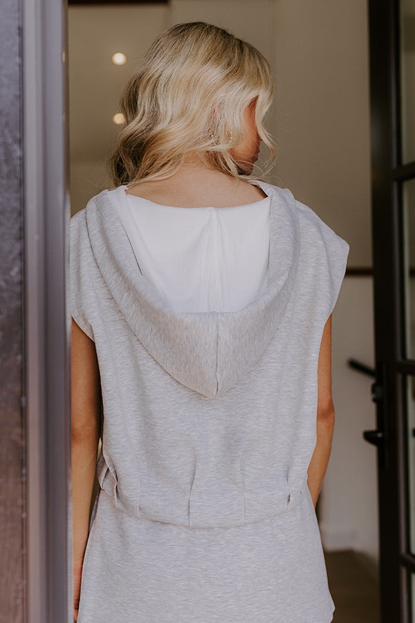 Impressions Social Club Meetup Zip Up Sweater Top In Grey