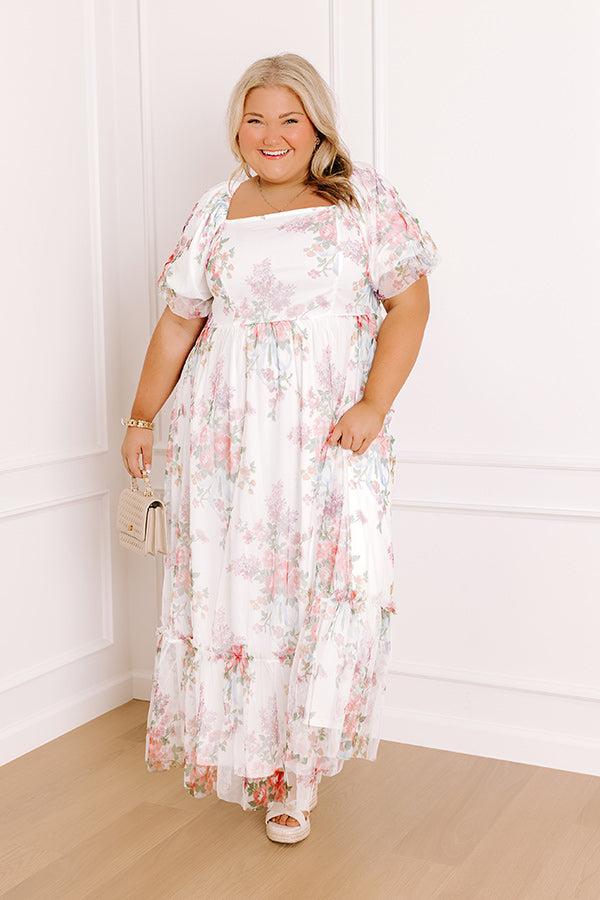 Impressions Soft Sonata Floral Mesh Midi Dress Curves