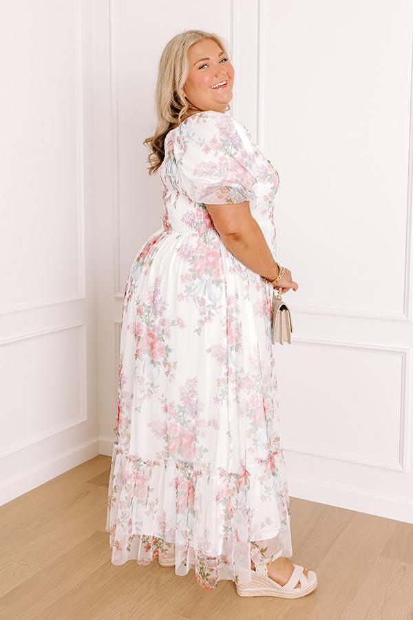 Impressions Soft Sonata Floral Mesh Midi Dress Curves