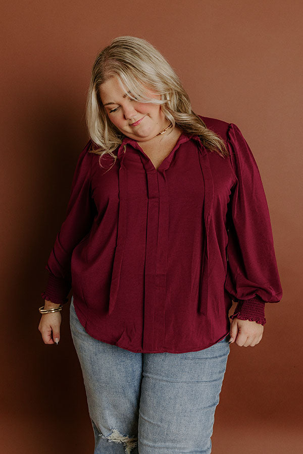 Impressions Soho Sophisticate Shift Top In Merlot Curves