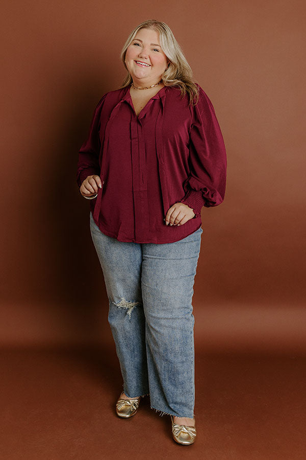 Impressions Soho Sophisticate Shift Top In Merlot Curves