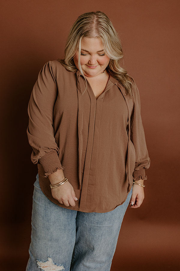 Impressions Soho Sophisticate Shift Top In Mocha Curves