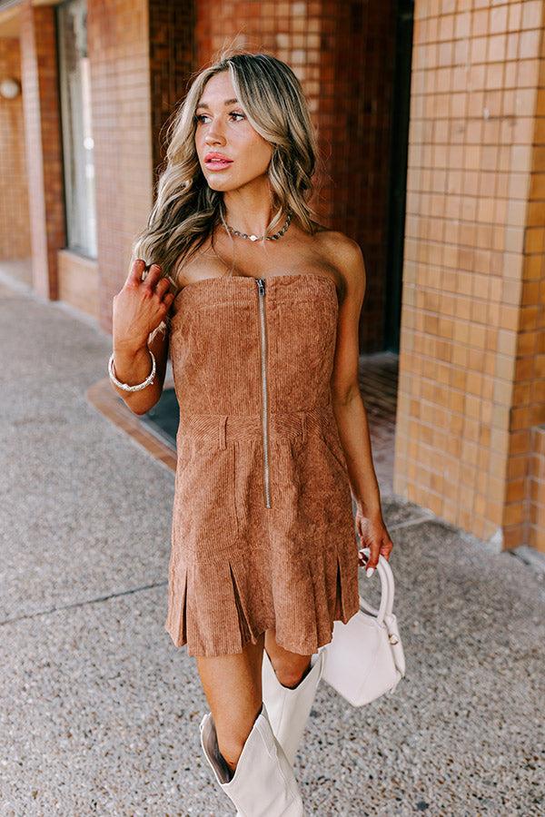Impressions Soho Style Corduroy Romper Dress In Mocha