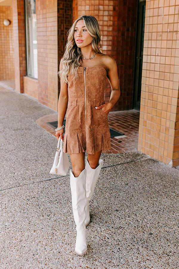 Impressions Soho Style Corduroy Romper Dress in Mocha