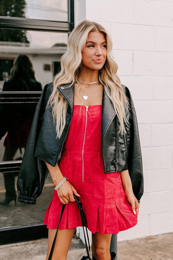 Impressions Soho Style Corduroy Romper Dress In Red