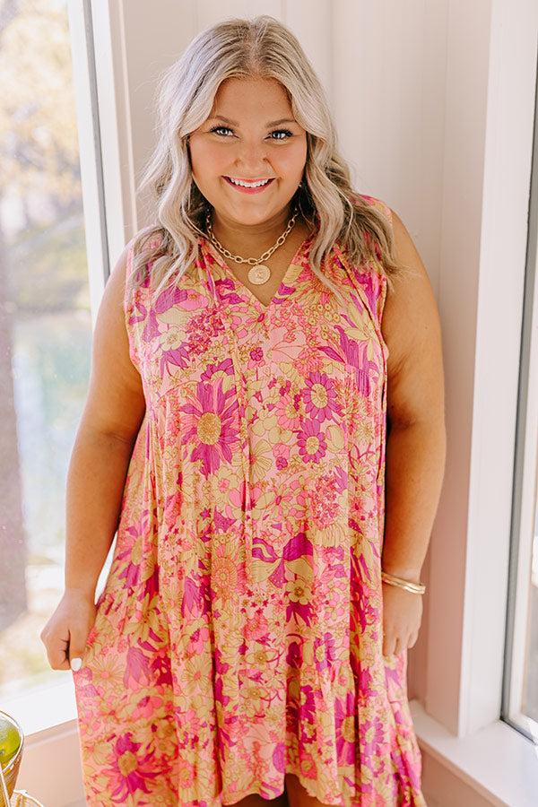 Impressions Sorbet Spritzer Floral High-Low Dress Curves