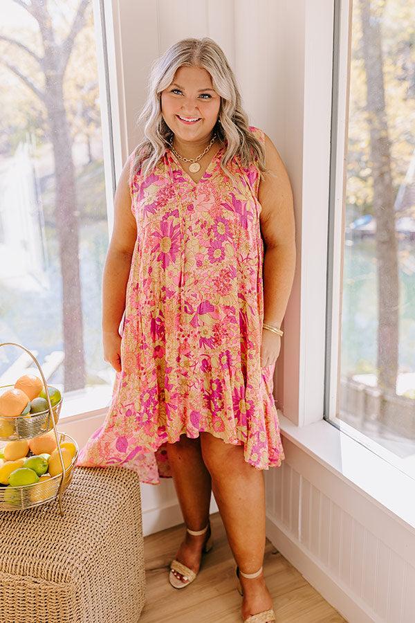 Impressions Sorbet Spritzer Floral High-Low Dress Curves