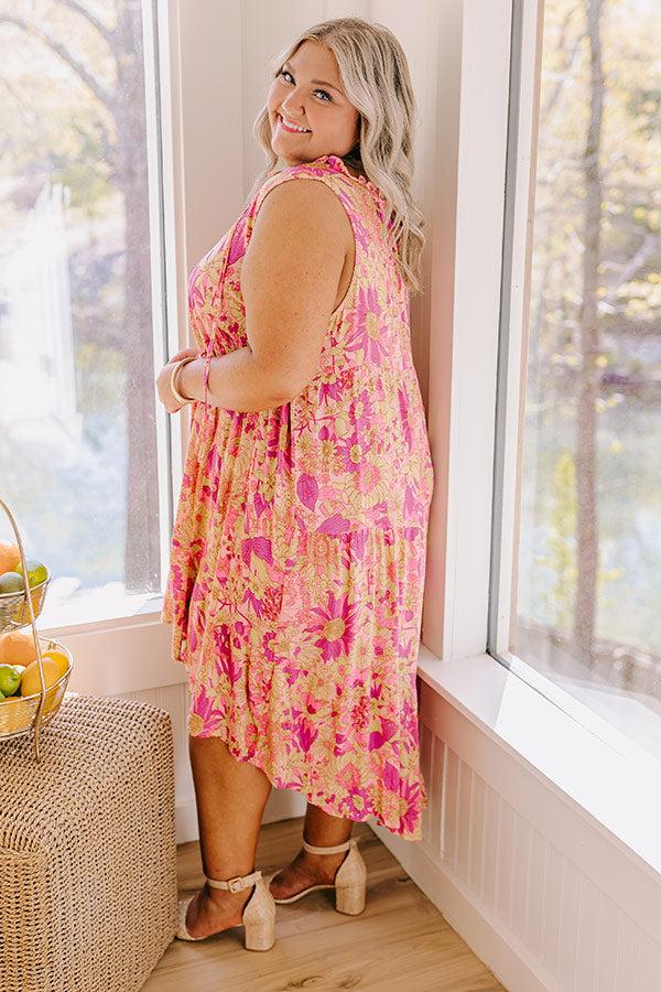 Impressions Sorbet Spritzer Floral High-Low Dress Curves