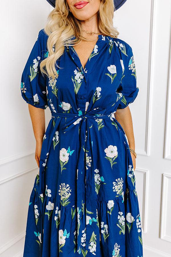 Impressions Southern Countryside Floral Midi In Blue Curves