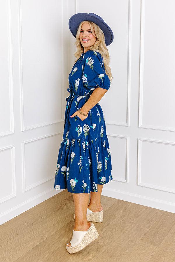 Impressions Southern Countryside Floral Midi In Blue Curves