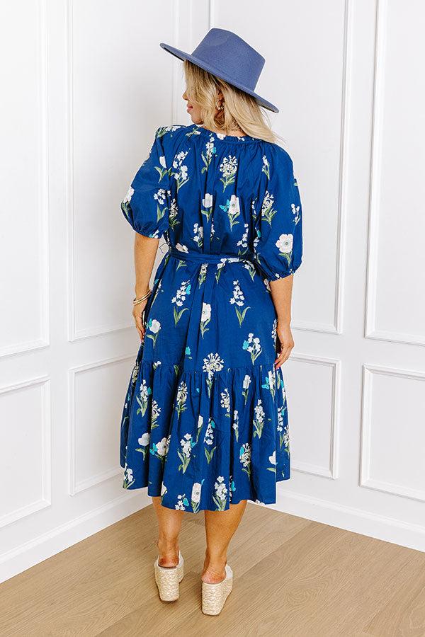 Impressions Southern Countryside Floral Midi In Blue Curves