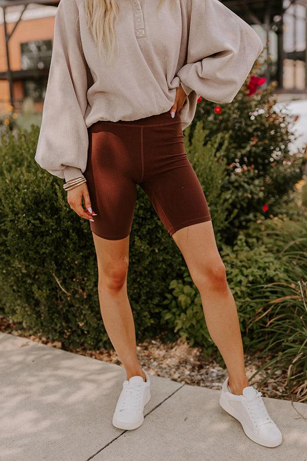 Impressions Sporty Spice Butter Soft High Waist Biker Shorts In Chocolate