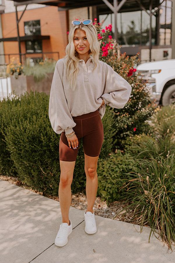 Impressions Sporty Spice Butter Soft High Waist Biker Shorts In Chocolate