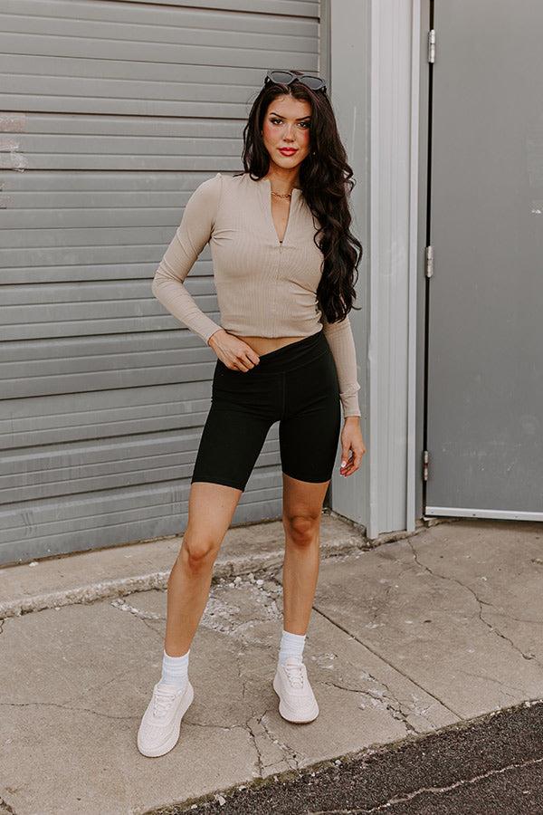 Impressions Sporty Spice Butter Soft High Waist Biker Shorts In Black