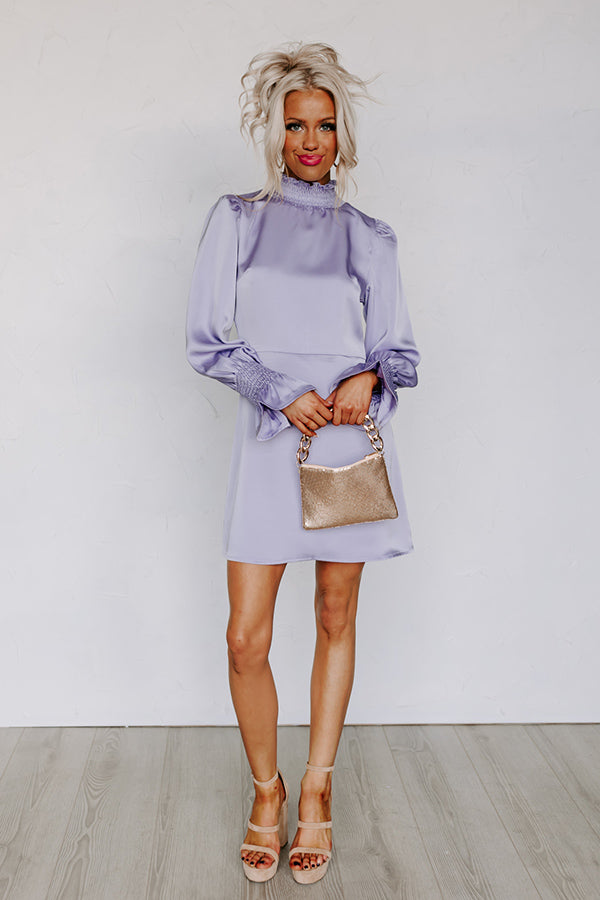 Impressions Spotlight Smile Satin Shift Dress In Lavender