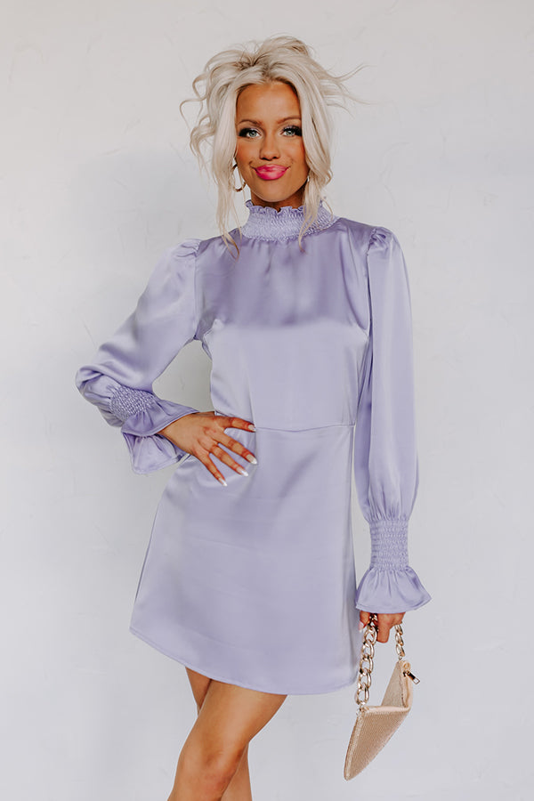 Impressions Spotlight Smile Satin Shift Dress In Lavender