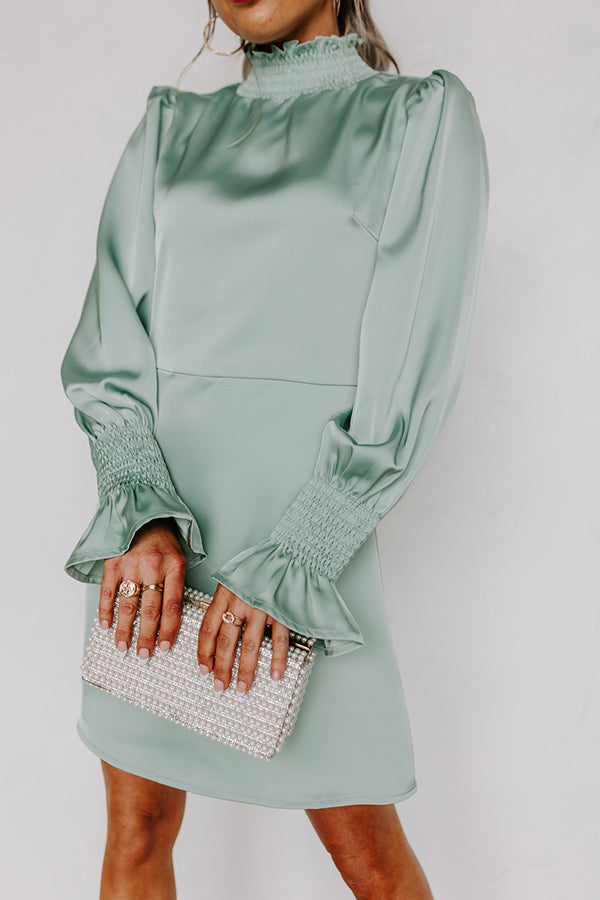 Impressions Spotlight Smile Satin Shift Dress In Mint