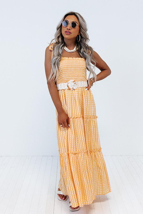 Impressions Spring Into Action Gingham Dress In Orange