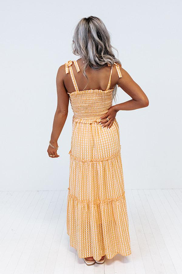 Impressions Spring Into Action Gingham Dress In Orange