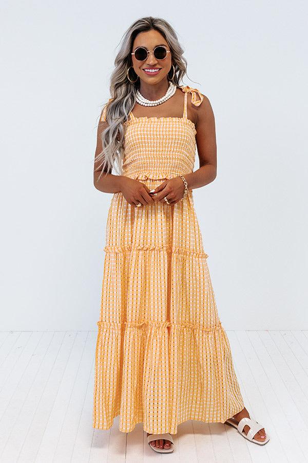 Impressions Spring Into Action Gingham Dress In Orange